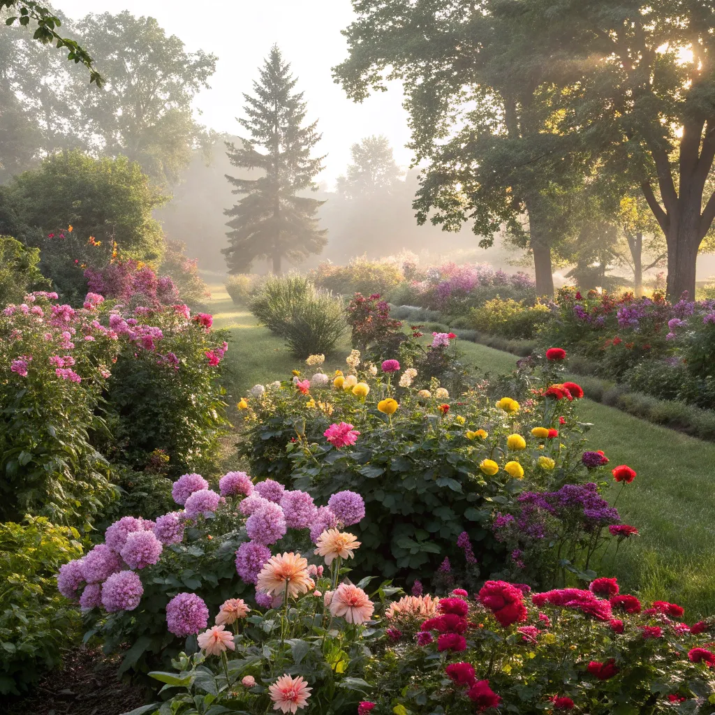 Flourishing garden with colorful flowers